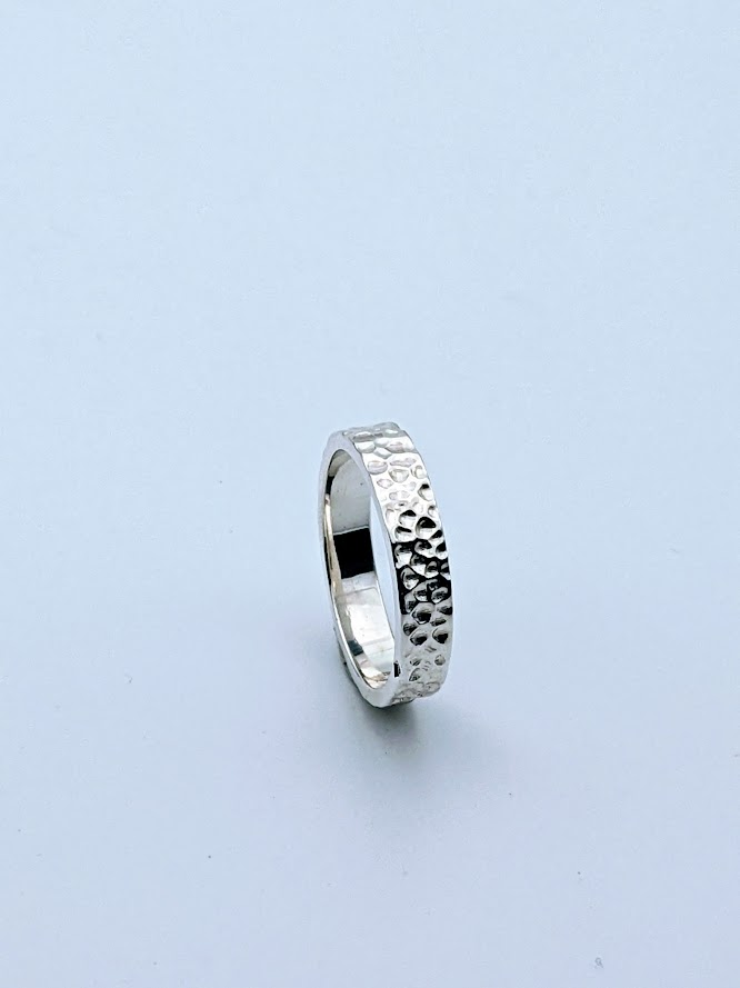 Bague argent martelée
