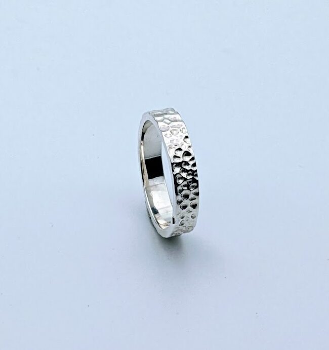 bague argent martelée
