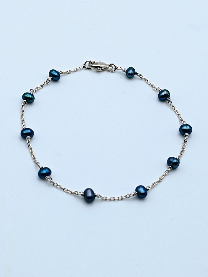 bracelet argent perles tahiti