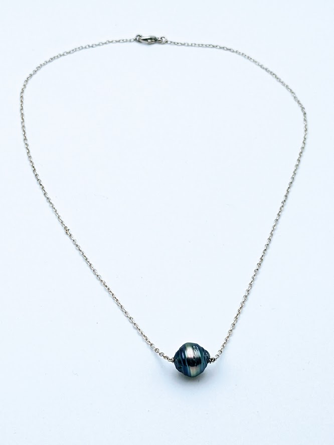 collier argent perle tahiti